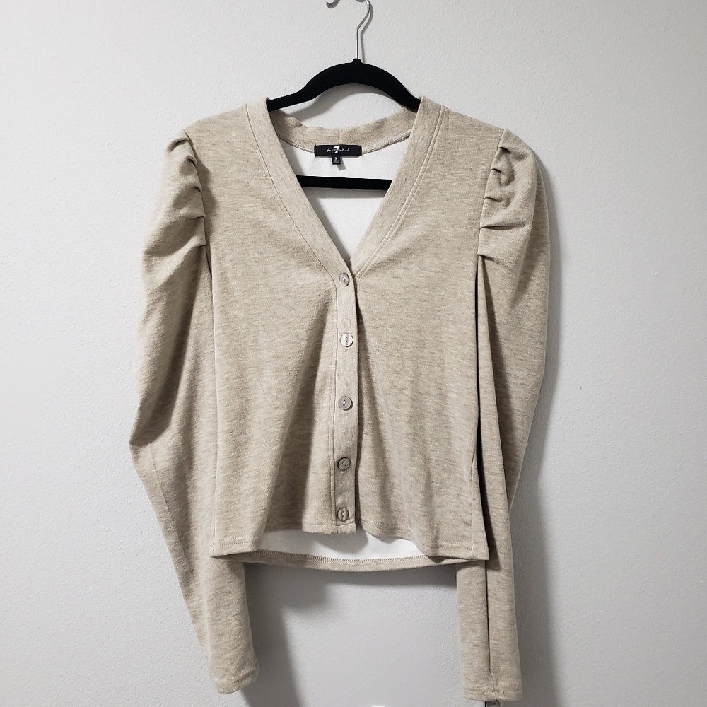 7 FOR ALL MANKIND NWT Puff Sleeve Cardigan Sweater